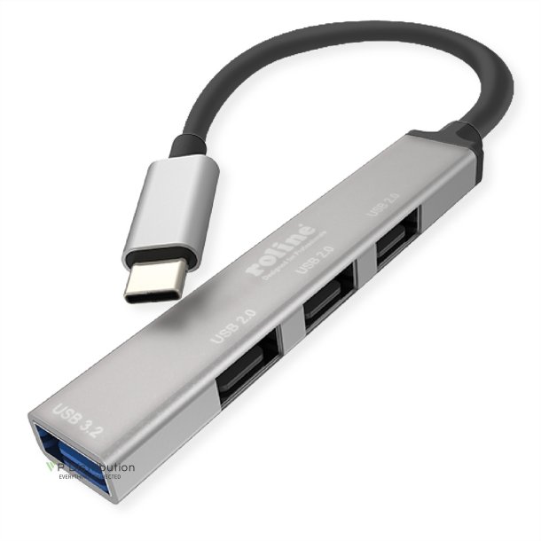 ROLINE USB 3.2 Gen 1 Hub, 4 Ports, Type C Connection Cable