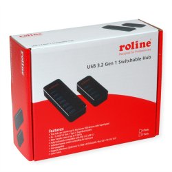 ROLINE USB 3.2 Gen 1 Hub, 4 Ports, switchable, black