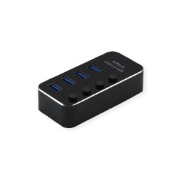 ROLINE USB 3.2 Gen 1 Hub, 4 Ports, switchable, black