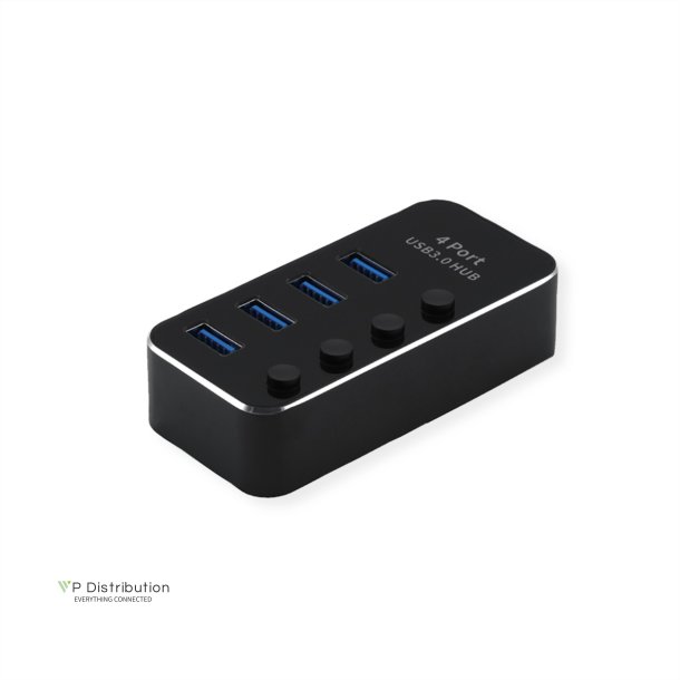 ROLINE USB 3.2 Gen 1 Hub, 4 Ports, switchable, black