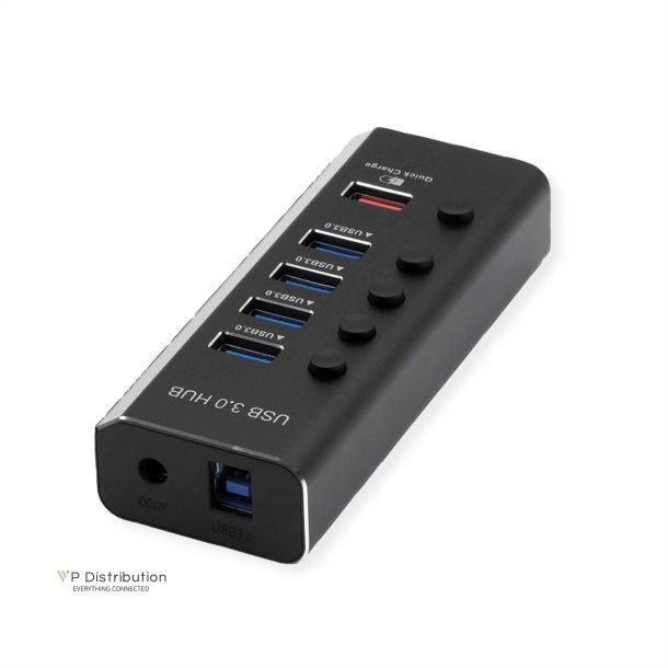 ROLINE USB 3.2 Gen 1 Hub, 4 Ports + 1x Charging Port, Switchable