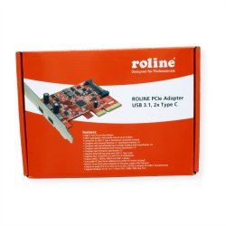 ROLINE PCI-Express x4 Adapter, 2x Ports Type C USB 3.2 Gen 2