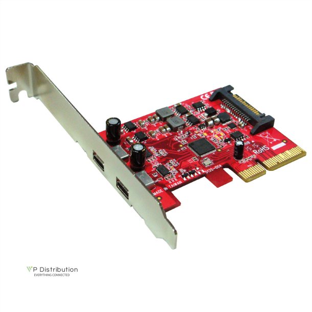 ROLINE PCI-Express x4 Adapter, 2x Ports Type C USB 3.2 Gen 2