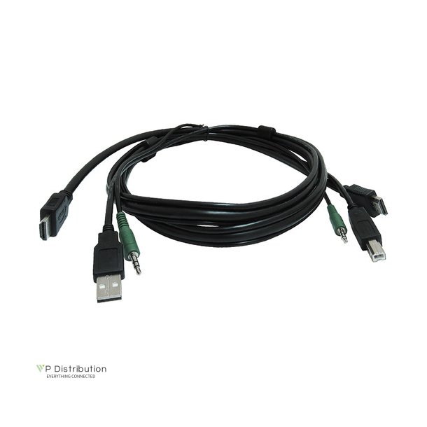 SmartAVI 6 ft KVM USB Dual HDMI Cable with Audio