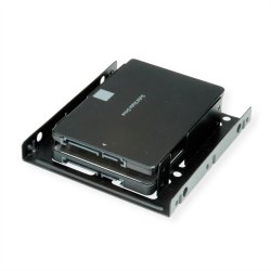 ROLINE HDD/SSD Mounting Adapter, 3.5 inch frame for 2x 2.5 inch HDD/SSD, metal, black