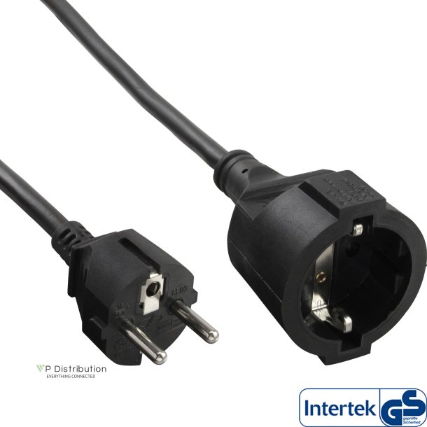 InLine&reg; Power extension cable, black, 1.5m