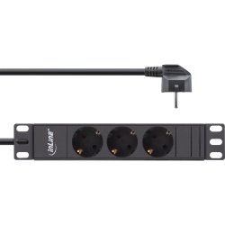 InLine&reg; 10" socket strip, 3-way protective contact, without switch, 2m, black