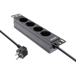 InLine&reg; 10" PDU, 4-port protective socket, without switch, 2m, black