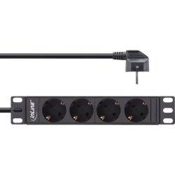 InLine&reg; 10" PDU, 4-port protective socket, without switch, 2m, black