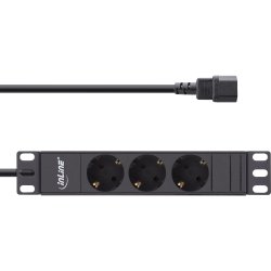 InLine&reg; 10" socket strip, 3-way protective contact, C14 connection, without switch