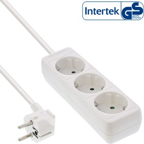InLine® Socket strip, 3-way earth contact CEE 7/3, white, 1.5m