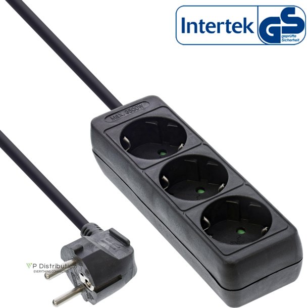 InLine&reg; Socket strip, 3-way earth contact CEE 7/3, black, 5m