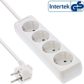 InLine® Socket strip, 4-way earth contact CEE 7/3, white, 5m