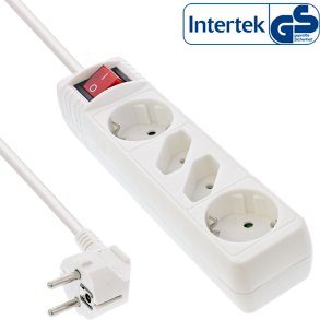 InLine® Socket strip, 4-way, 2x CEE7/3 + 2x Euro CEE 7/16, white, 1.5m