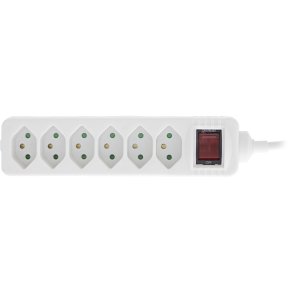 InLine® Power strip SWITZERLAND, 6-way, with switch, 1.5m, white