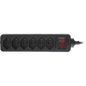 InLine® Power Strip 6 Port Swiss Type with power-switch black 1.5m