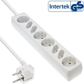 InLine® Socket strip, 8-way, 4x CEE7/3 + 4x Euro CEE 7/16, white, 1.5m