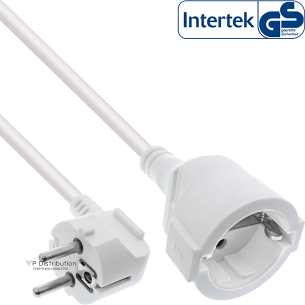 InLine&reg; Power Extension Cable Type F angled, white, 7m