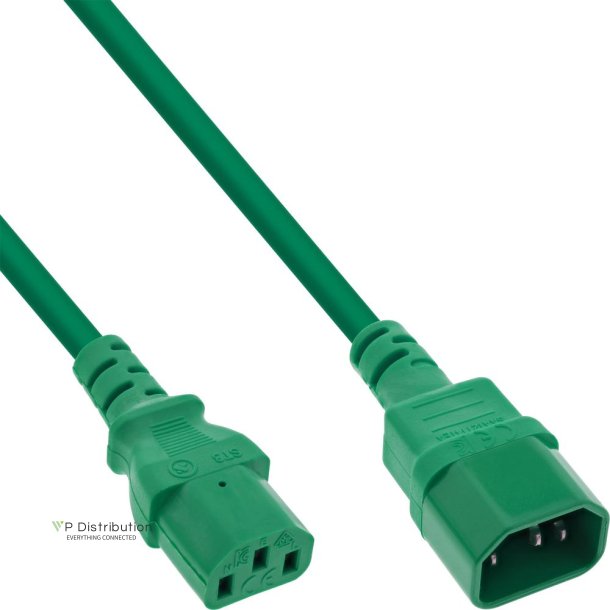 InLine Power cable extension, C13 to C14, green, 0.75m