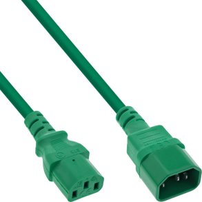 InLine Power cable extension, C13 to C14, green, 1.5m