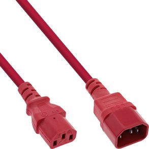 55pcs. Bulk-Pack InLine® Power cable extension, C13 to C14, red, 1m