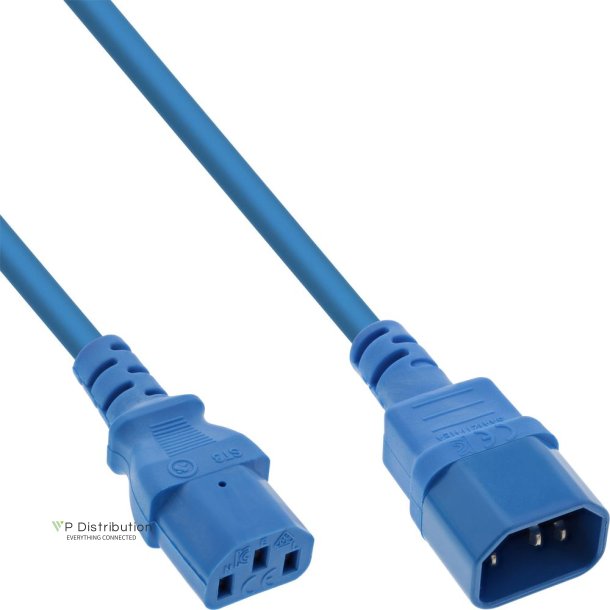 InLine Power cable extension, C13 to C14, blue, 1m