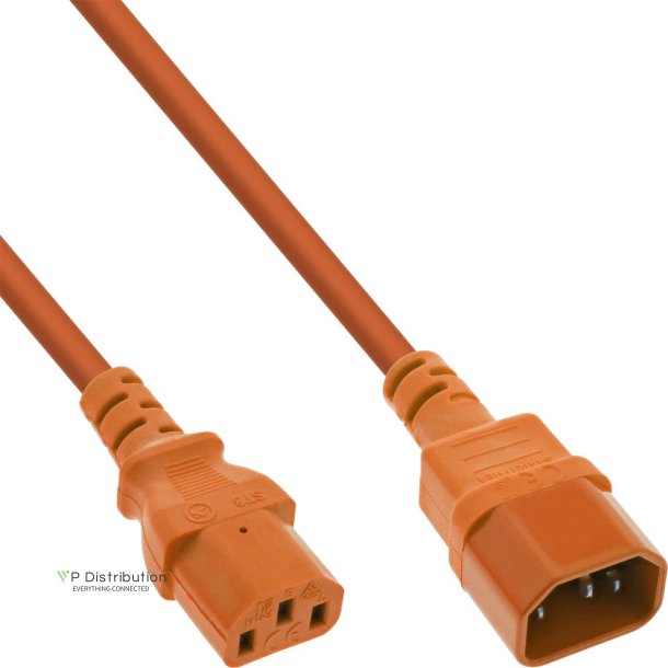 InLine Power cable extension, C13 to C14, orange, 1m