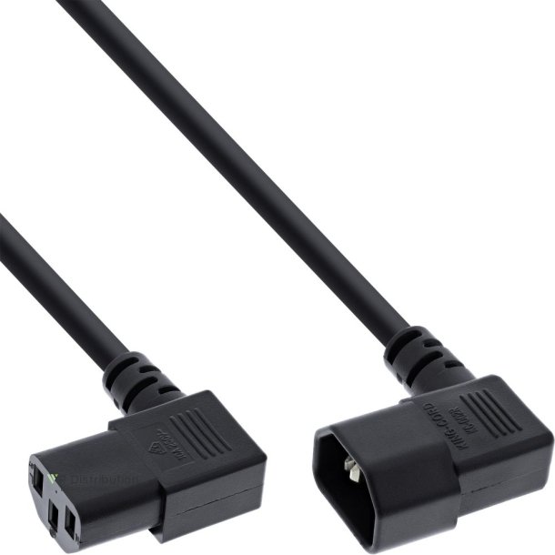 InLine Power cable, C13 to C14, black, 1,0m angled