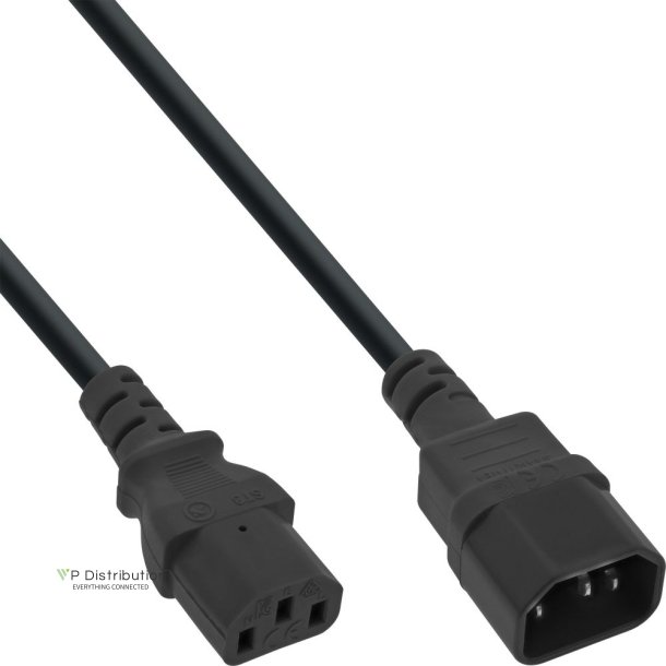 InLine Power Cable 3 Pin IEC male to female black 1.5m