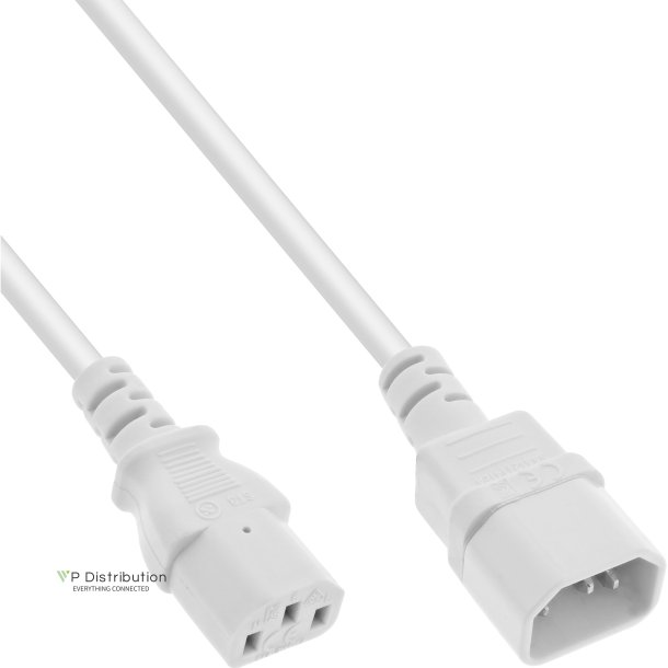 Inline&reg; Power cable, 3pin IEC M/F, white, 1m