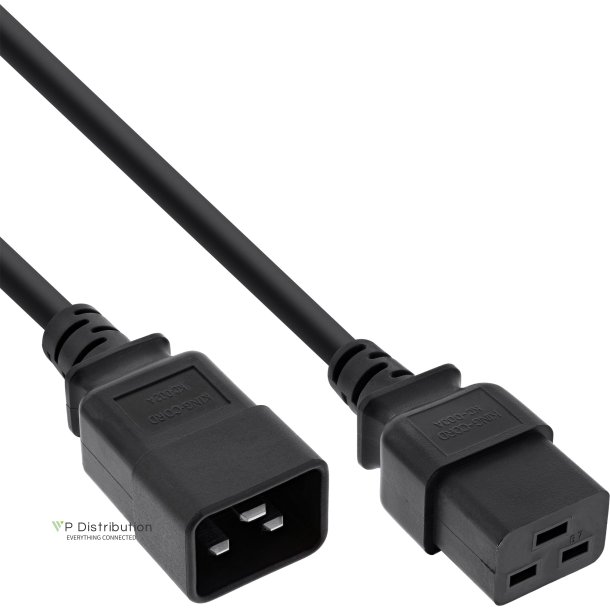 InLine&reg; Power cable C19 to C20 3-pin IEC male to female black 0.75m