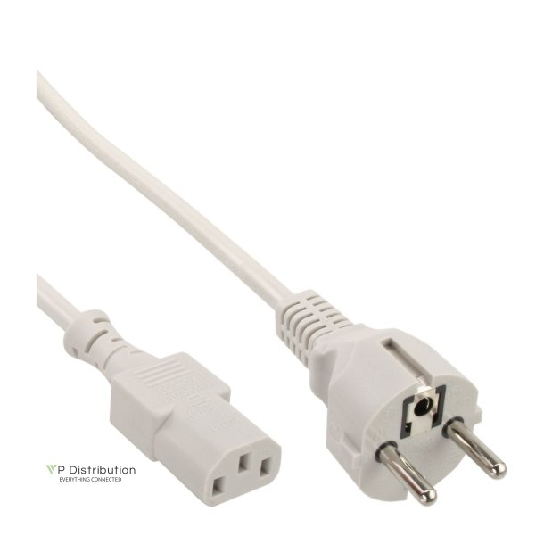 InLine Power cable, Type F straight to IEC connector, 3.0m, grey