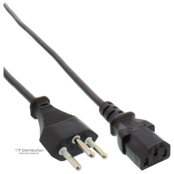 InLine Power cable, Switzerland, black, 0,5m