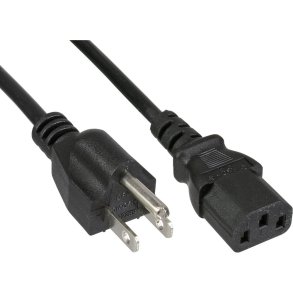 InLine Power cable, power plug USA to 3pin IEC C13 connector, black, 18AWG, 0.5m