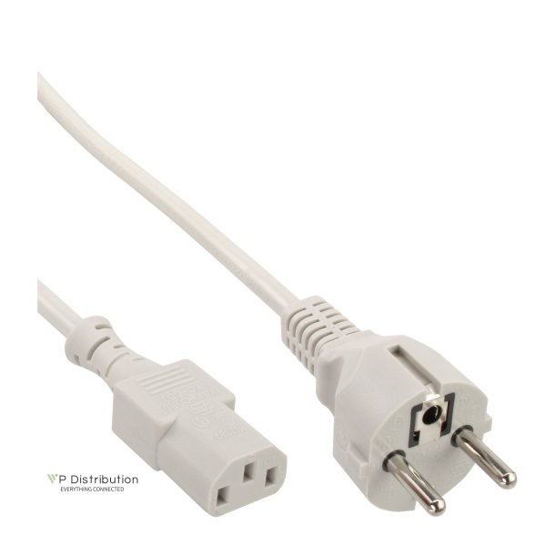 InLine&reg; Power Cable Type F German to IEC connector grey 1.5m