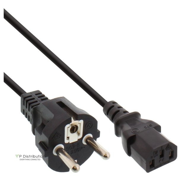 InLine Power cable straight to 3pin IEC C13, black, H05VV-F, 3x0.75mm, 0,5m