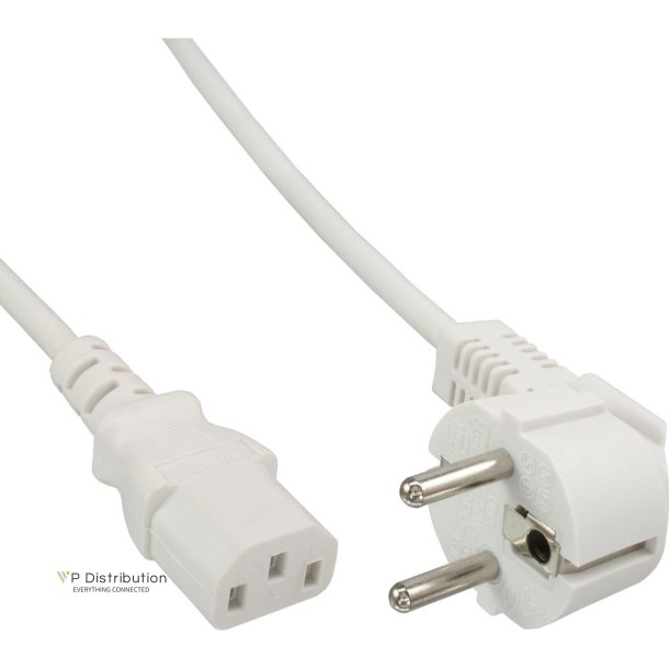 InLine Power cable to 3pin IEC female, white, 1.0m