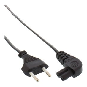 InLine Power cable, Euro plug to Euro8 plug angeled, black, 1.0m