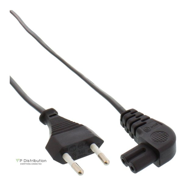 InLine Power cable, Euro plug to Euro8 plug angeled, black, 1.0m