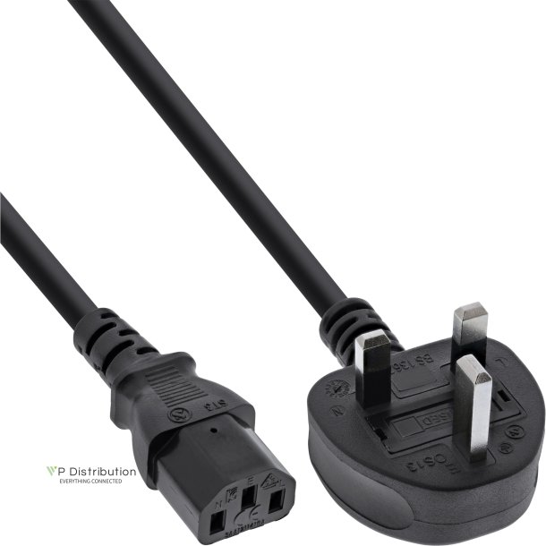 InLine Power Cable UK Plug to 3 Pin IEC C13 black H05VV-F 3x0.75mm 1.8m