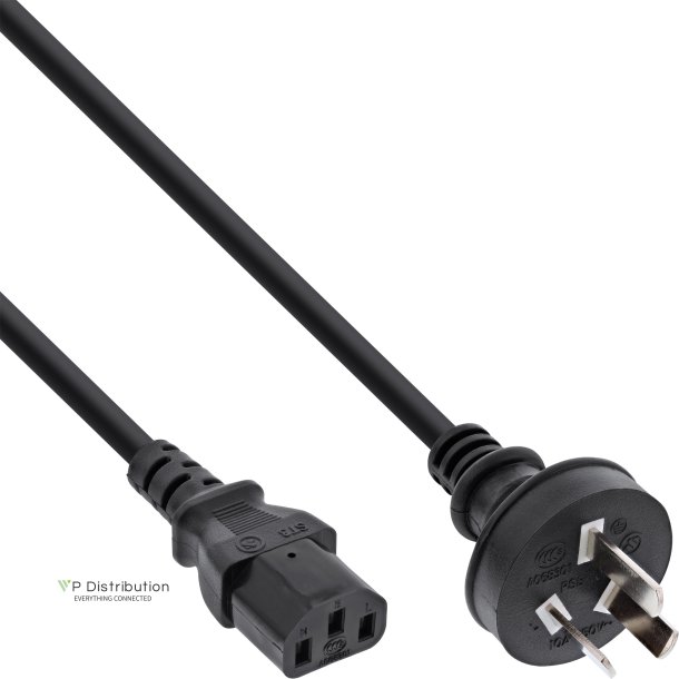 InLine&reg; Power Cable Type I China to IEC connector 1.8m