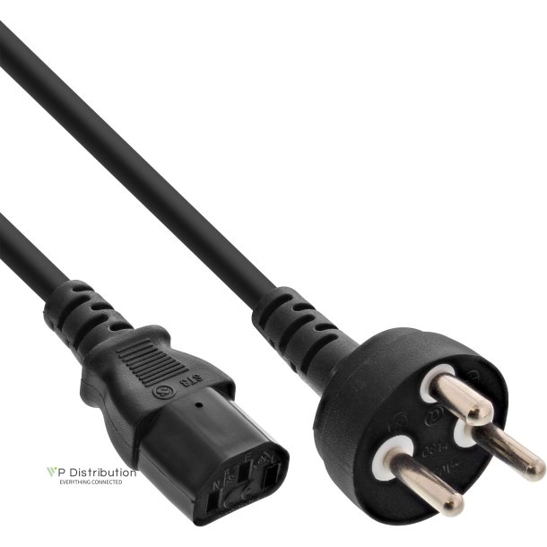 InLine&reg; Denmark power cable, black, H05VV-F, 3x1.00mm&sup2;, 5m