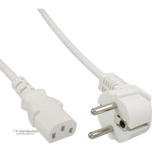 InLine&reg; Power Cable Type F German to C13 IEC female white 1.8m