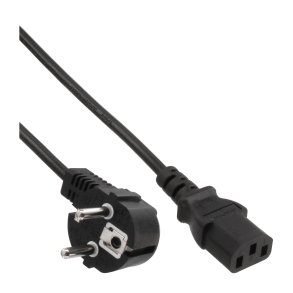 60pcs. Bulk-Pack InLine® Power cable, CEE7/7 angled to IEC-C13, black, H05VV-F, 3x0.75mm², 0.5m