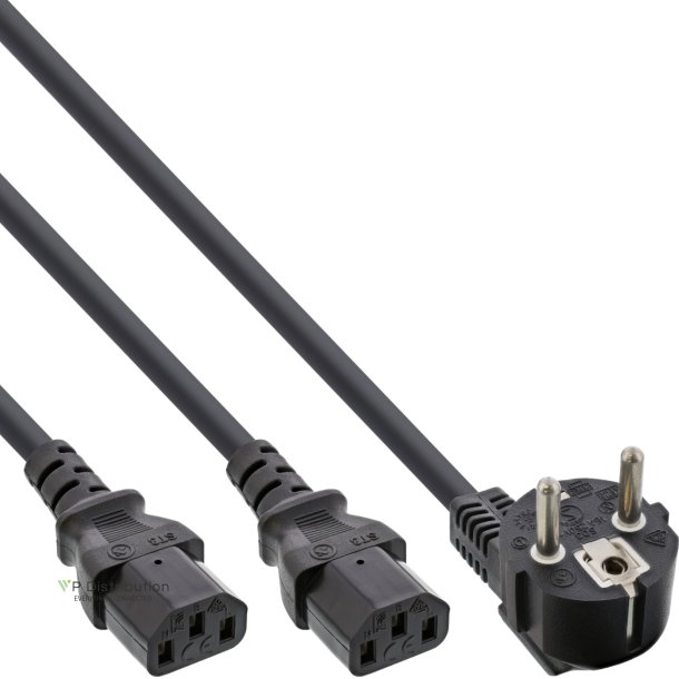 InLine AC Power Y-Cable German Type F black 1.8m