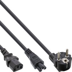 InLine Power Y-Cable CEE7/7 male angled to C13 and C5 male 2m