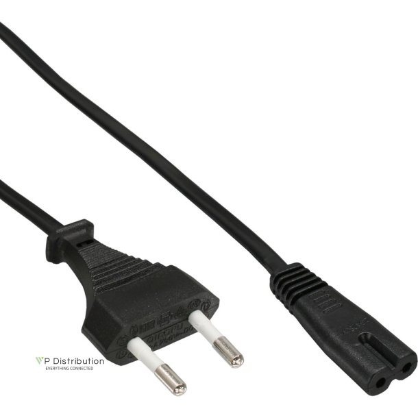 InLine Power Cable Type C Euro to Euro 8 C7 plug black 2m