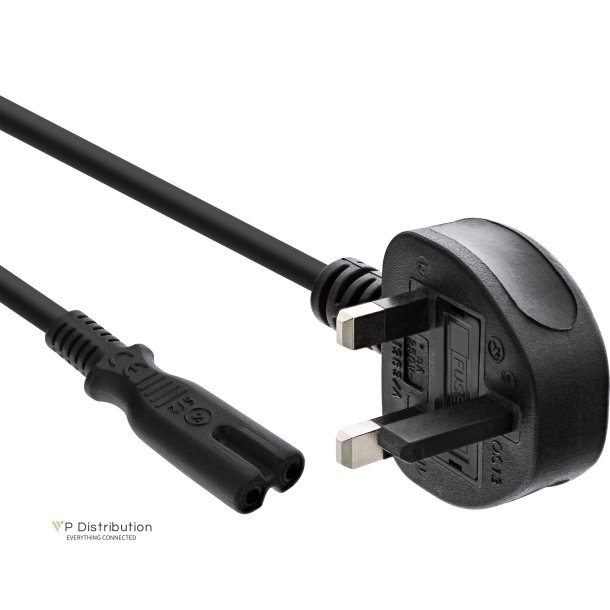 InLine&reg; Power Cable mains Plug England to Euro 8 socket 1.8m