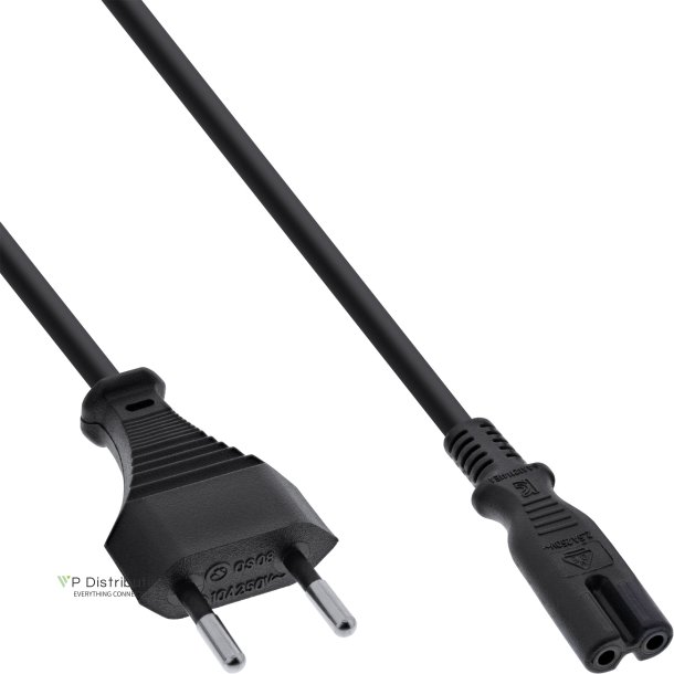 InLine&reg; Switzerland CEE7/16 plug to Euro8 C7 power cable, black, 1.8m