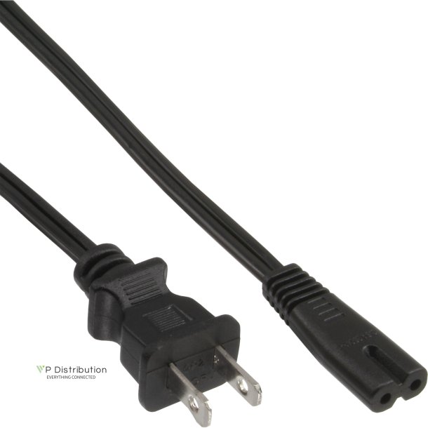 InLine&reg; Power Cable mains Plug USA to Euro 8 socket 1.8m